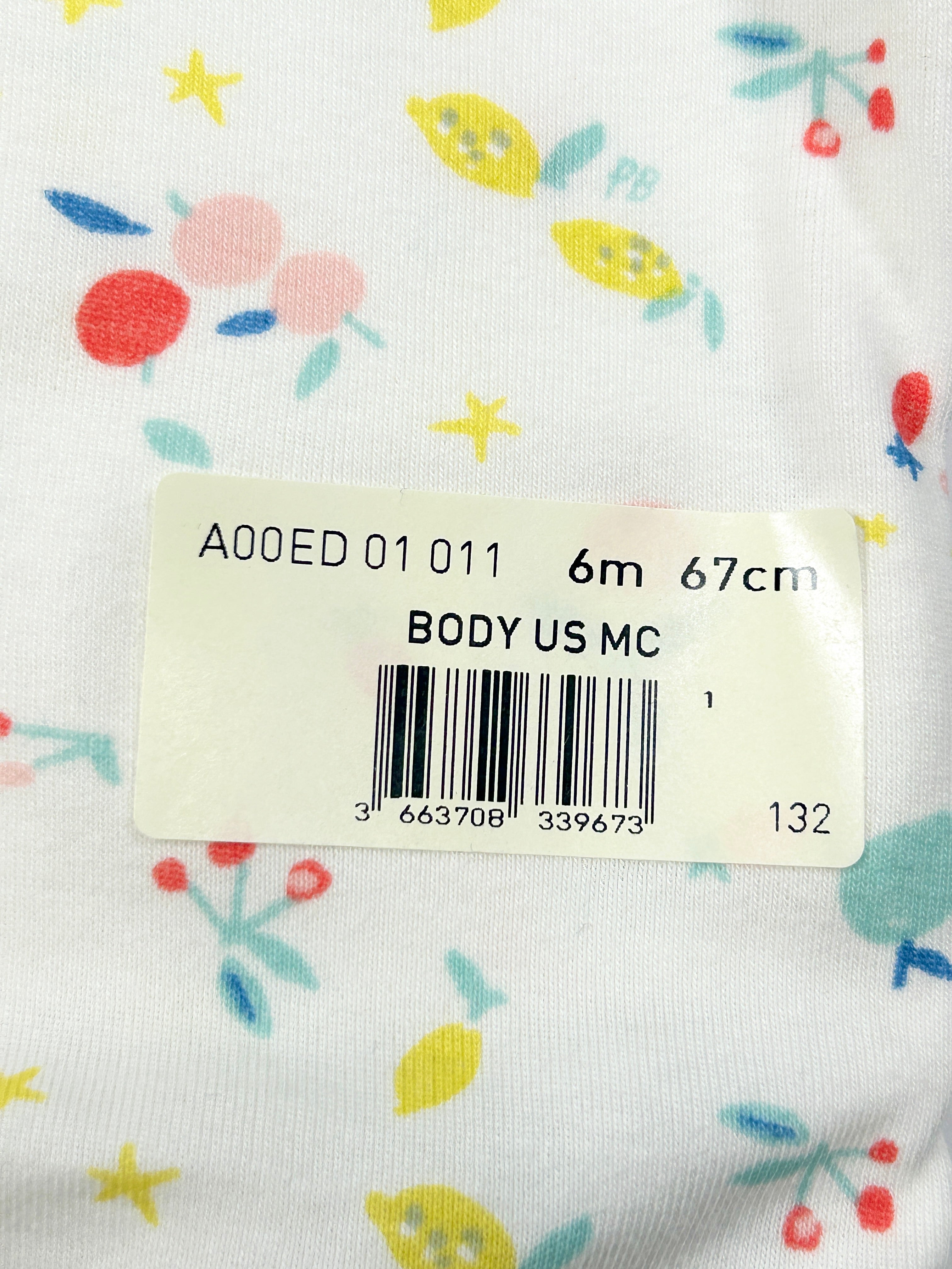 Body manches courtes fruits 6 mois