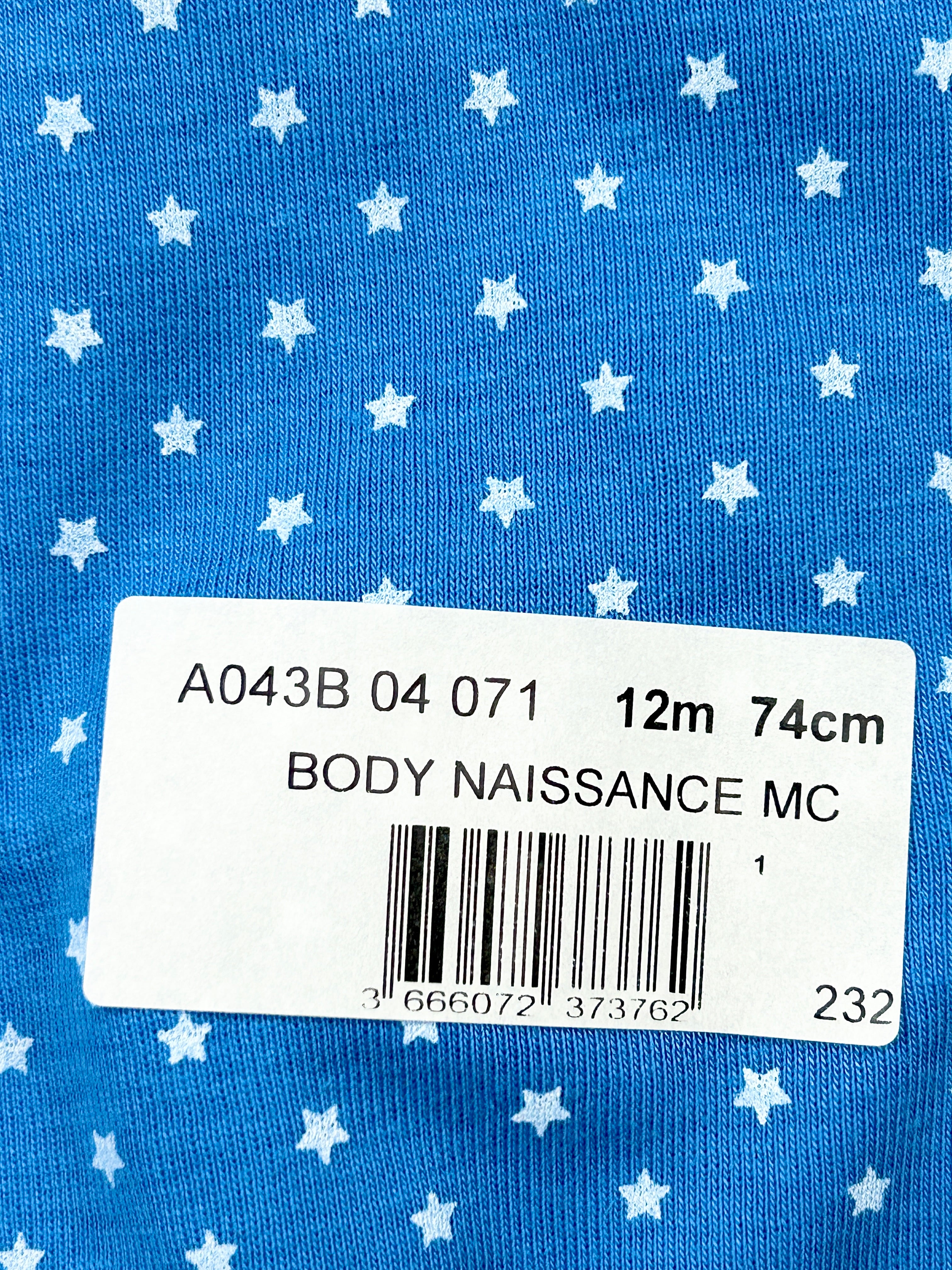 Body manches courtes ouverture croisée 12 mois