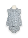 Ensemble robe bloomer gaze de coton fleurie 6 mois