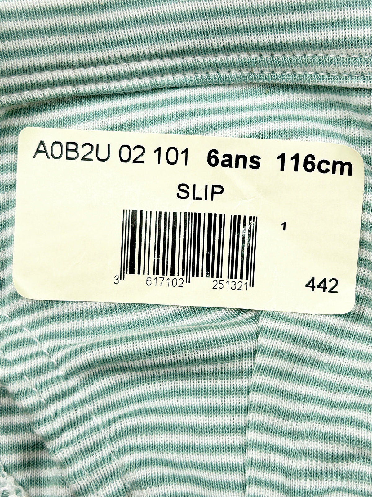 Slip enfant rayures 6 ans