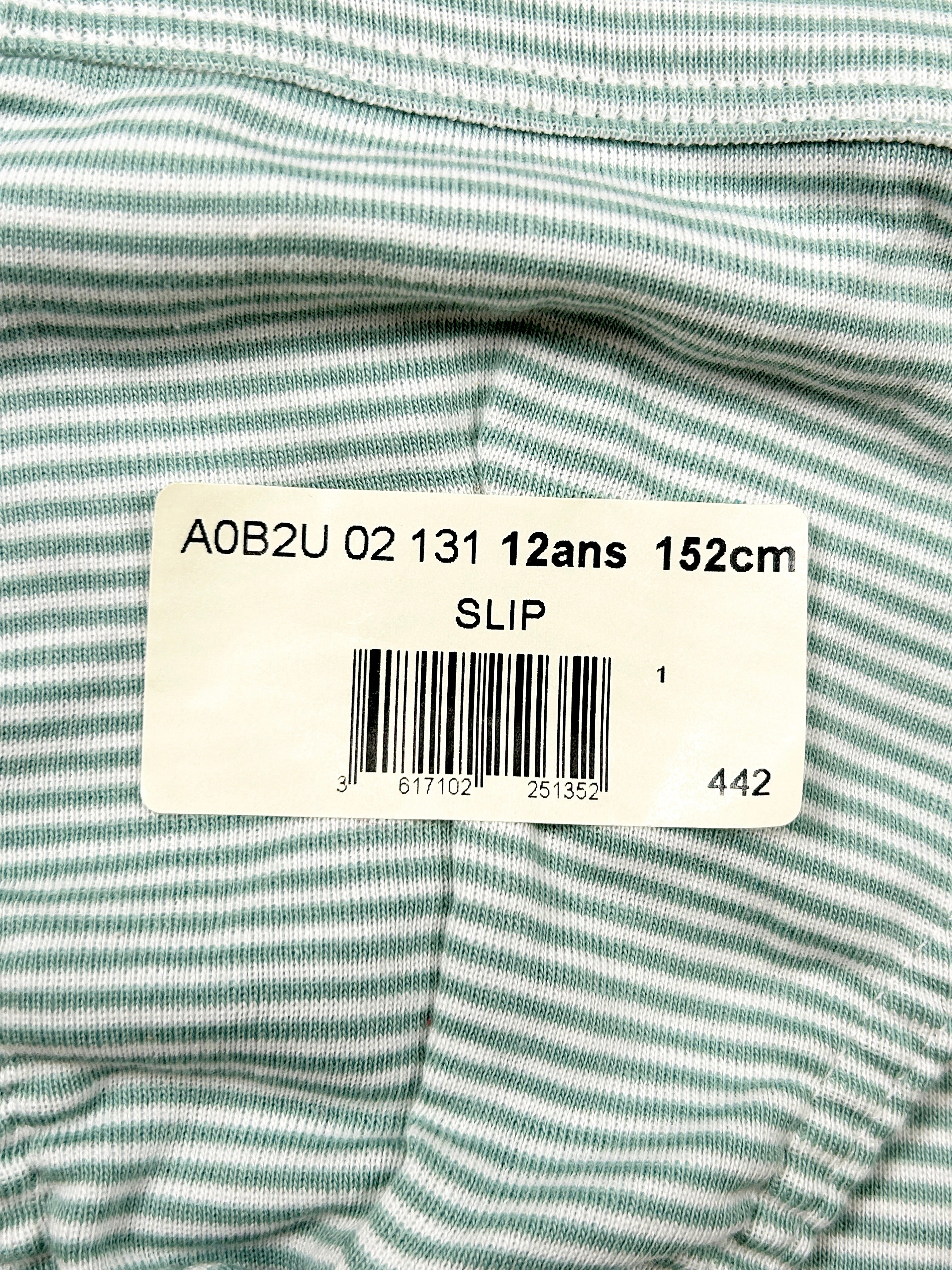 Slip enfant rayures 12 ans