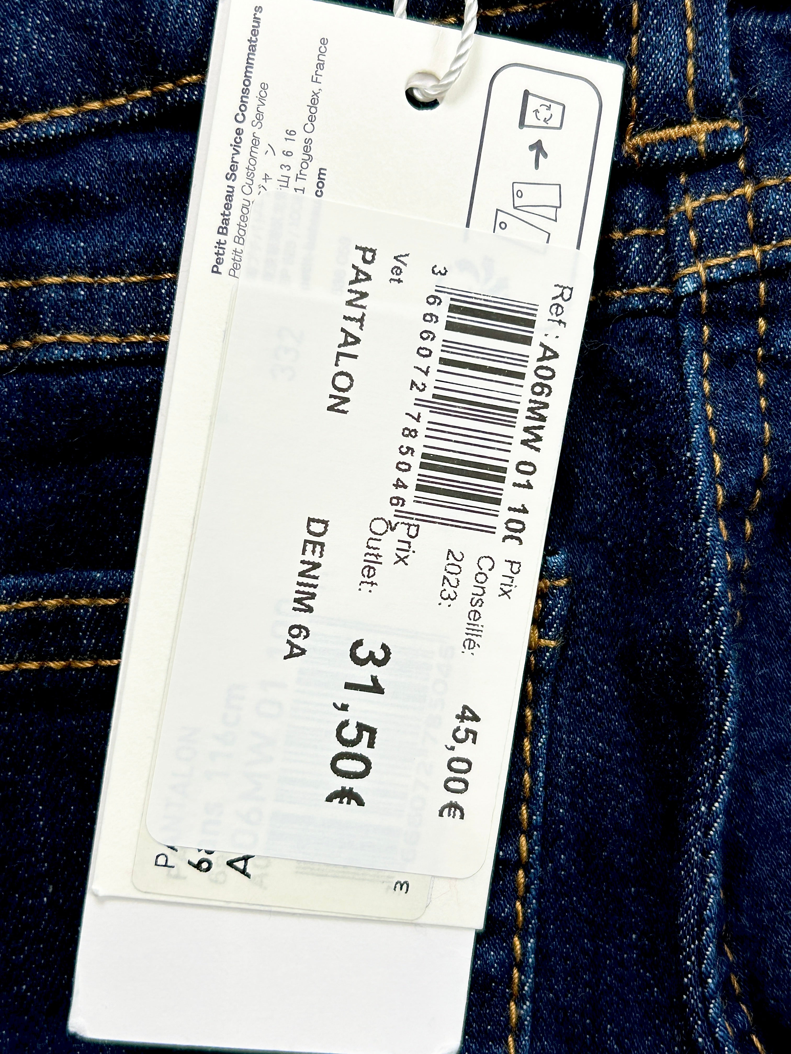 Jeans denim enfant 6 ans