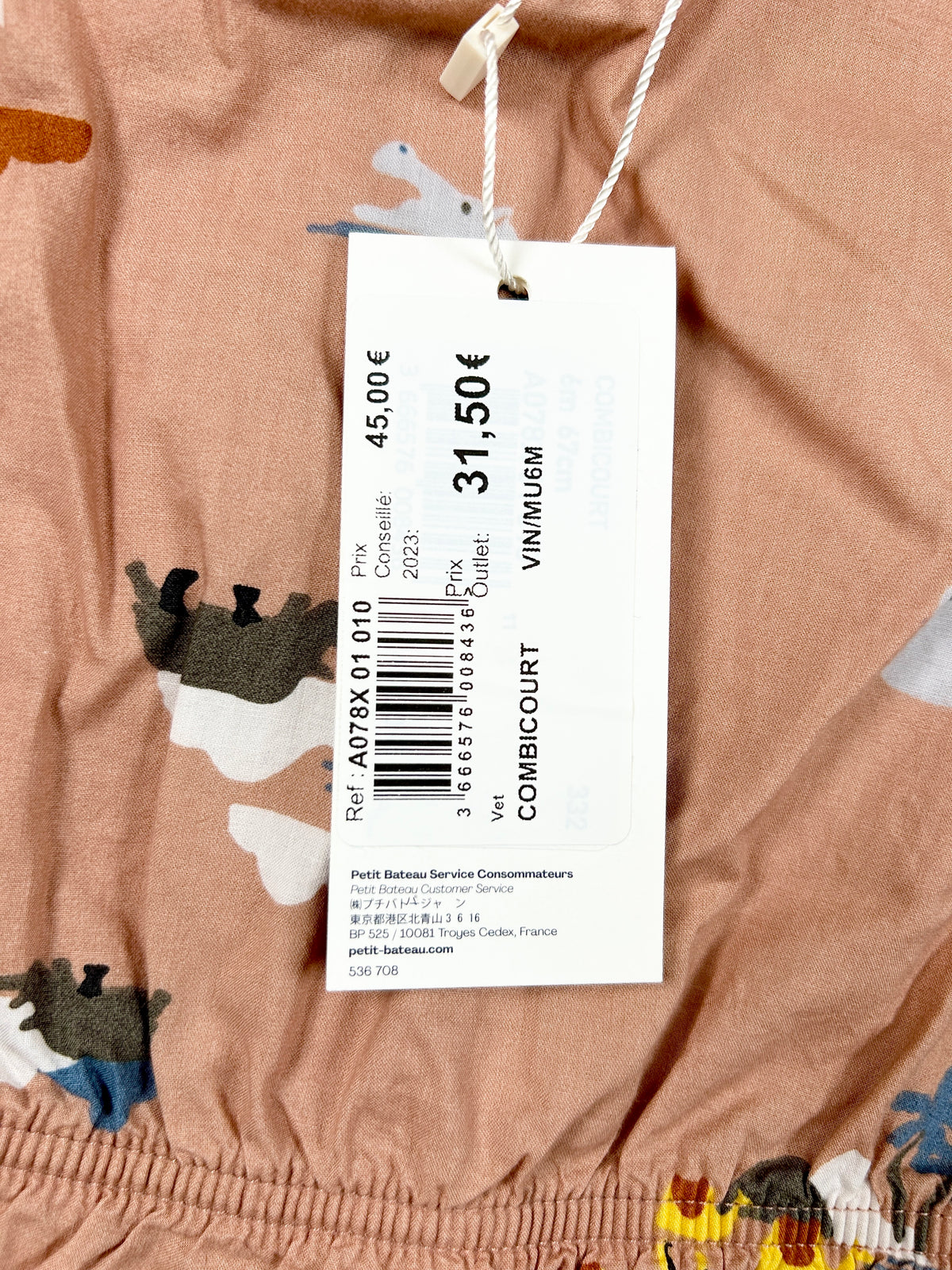 Combinaison courte bébé 6 mois