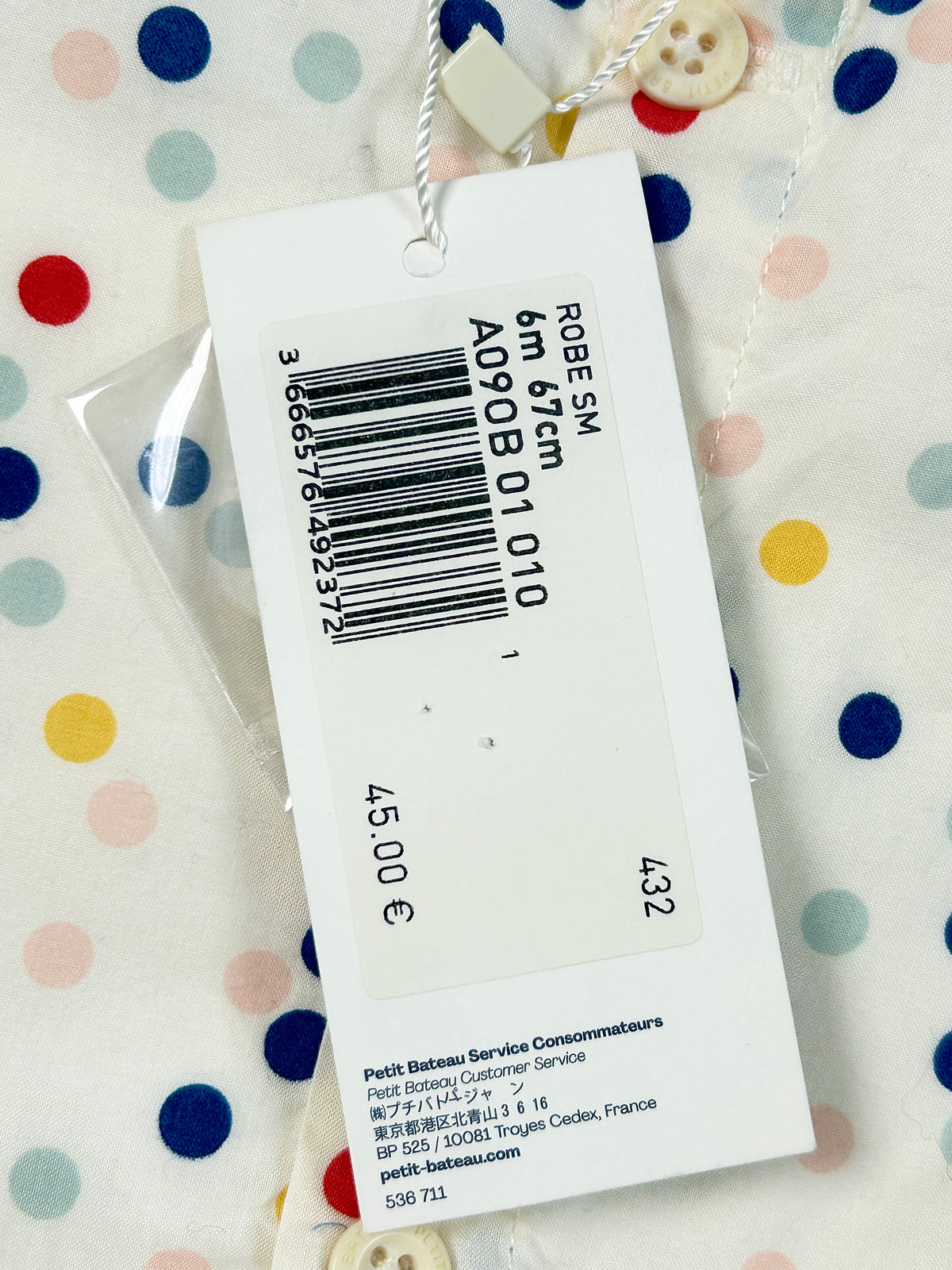 Robe sans manches bébé pois 6 mois