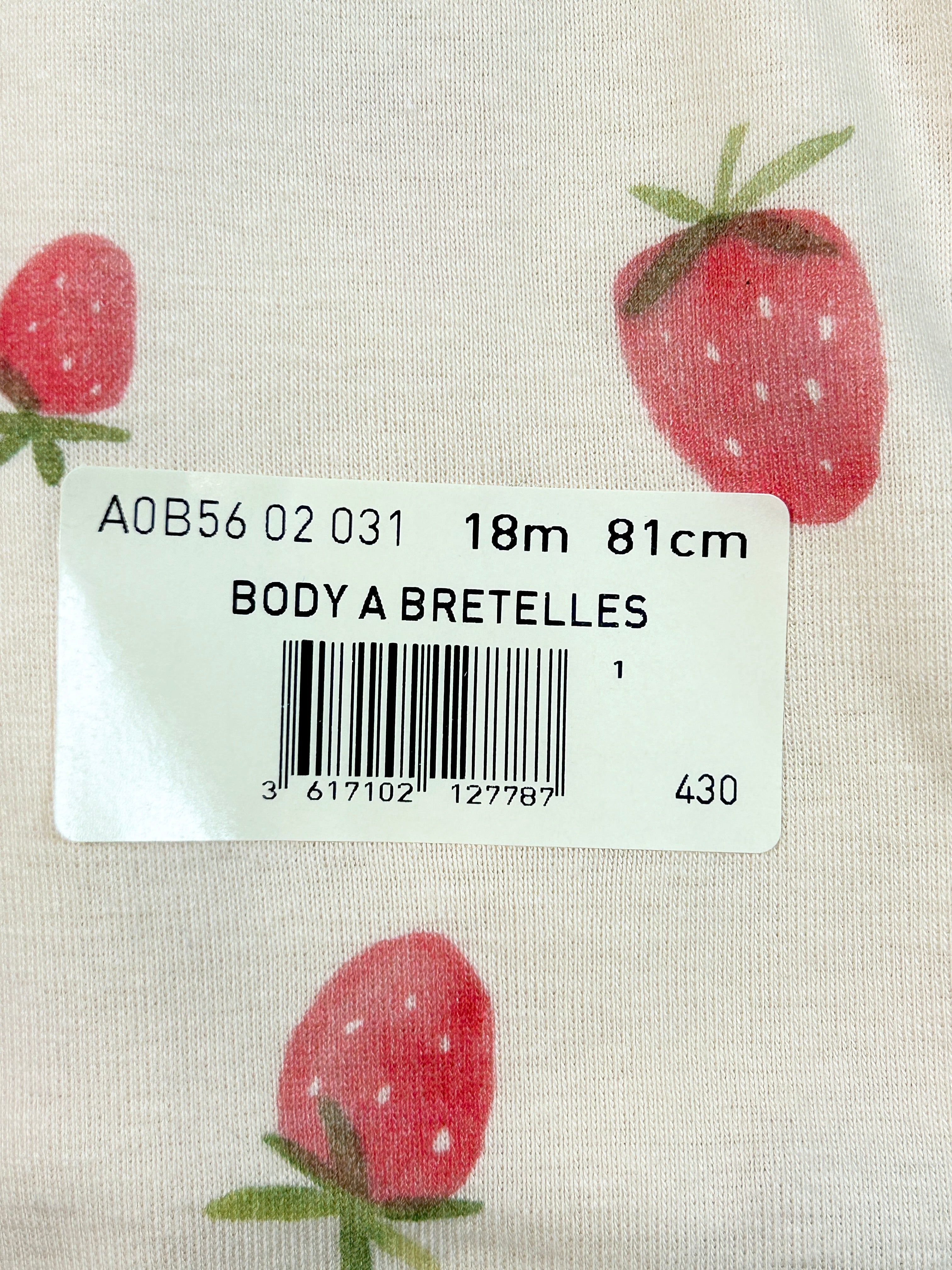 Body bretelles fraises 18 mois