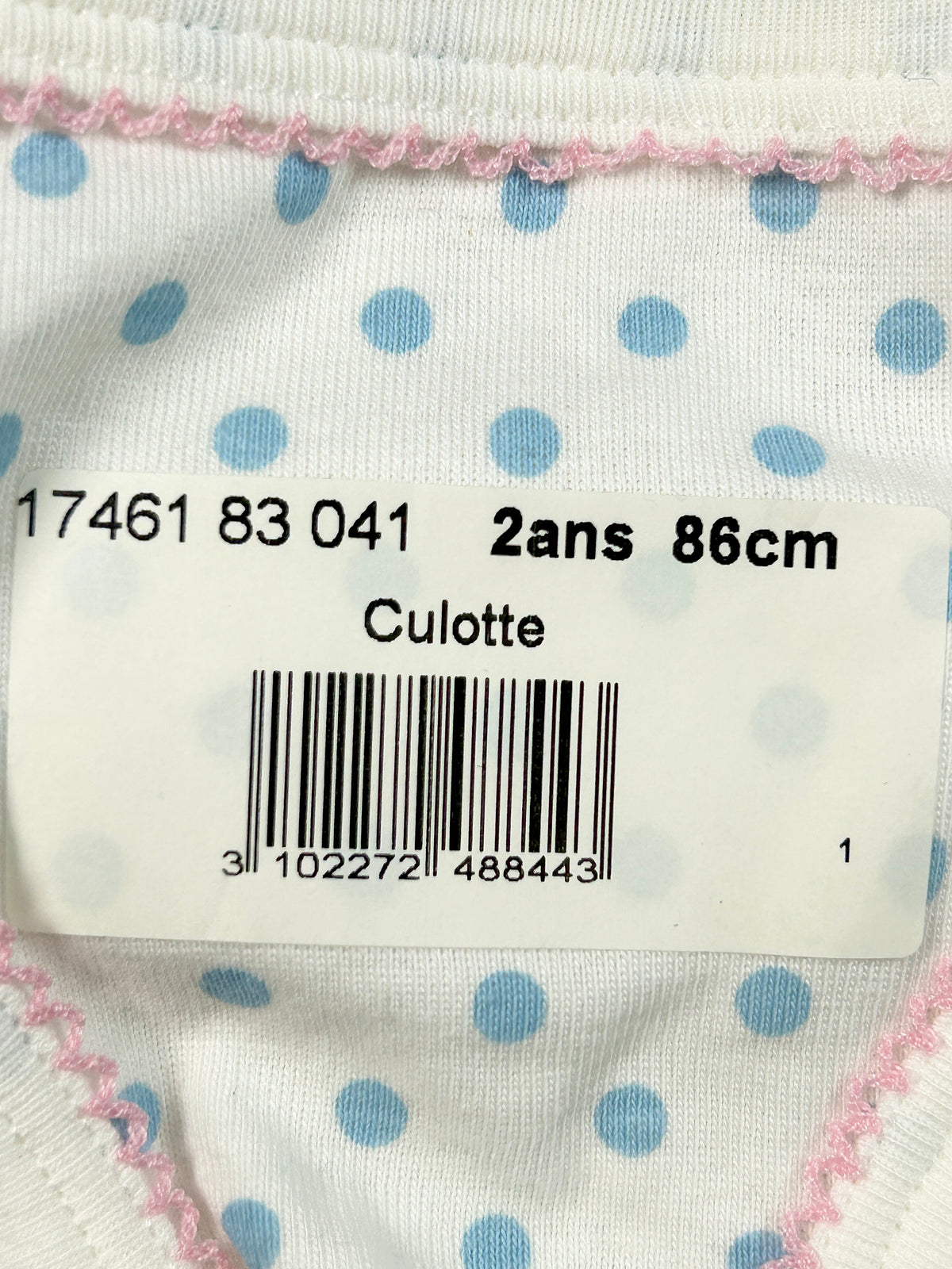 Culotte fille pois 2 ans