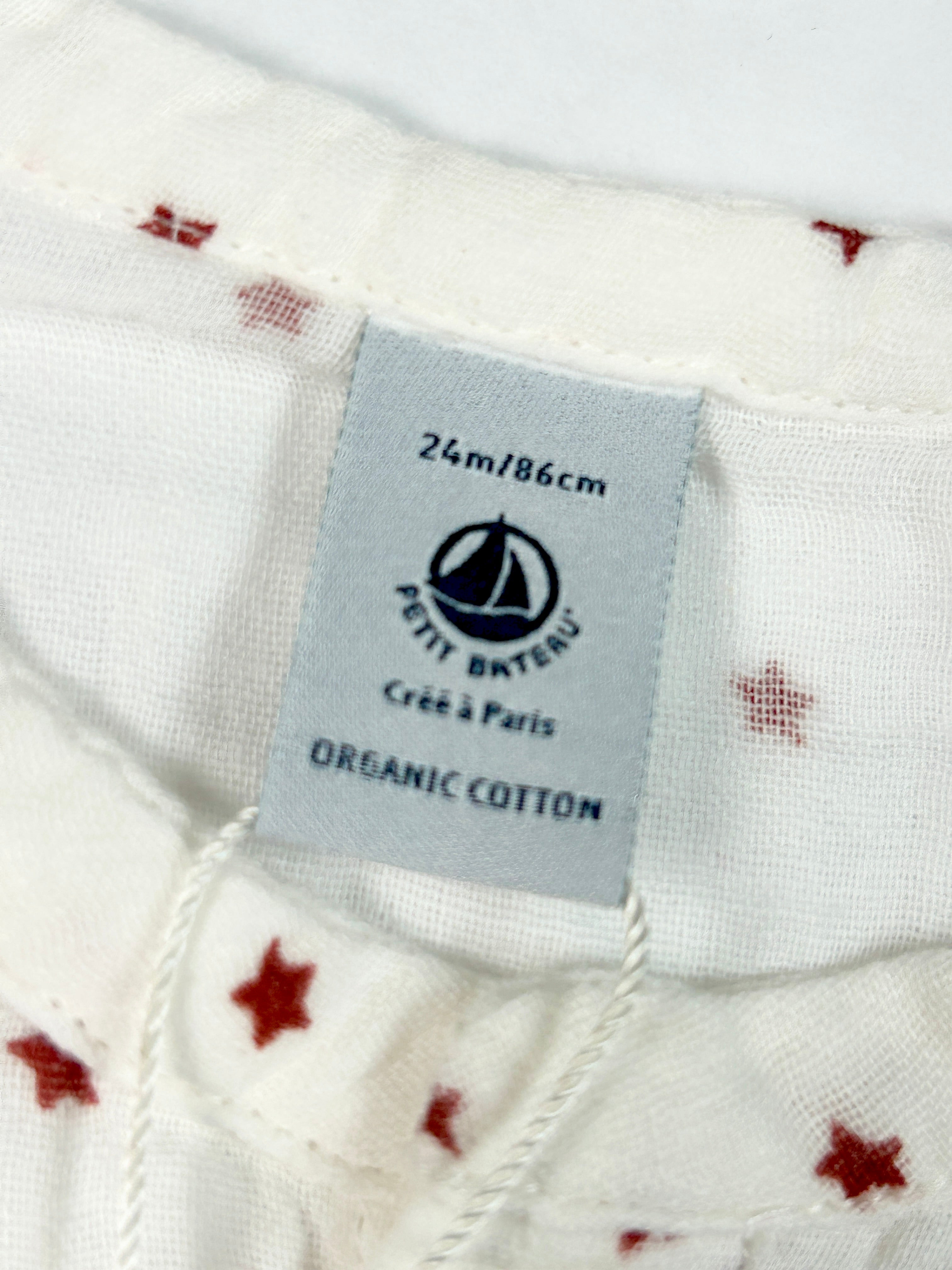 Chemise gaze de coton étoiles 24 mois