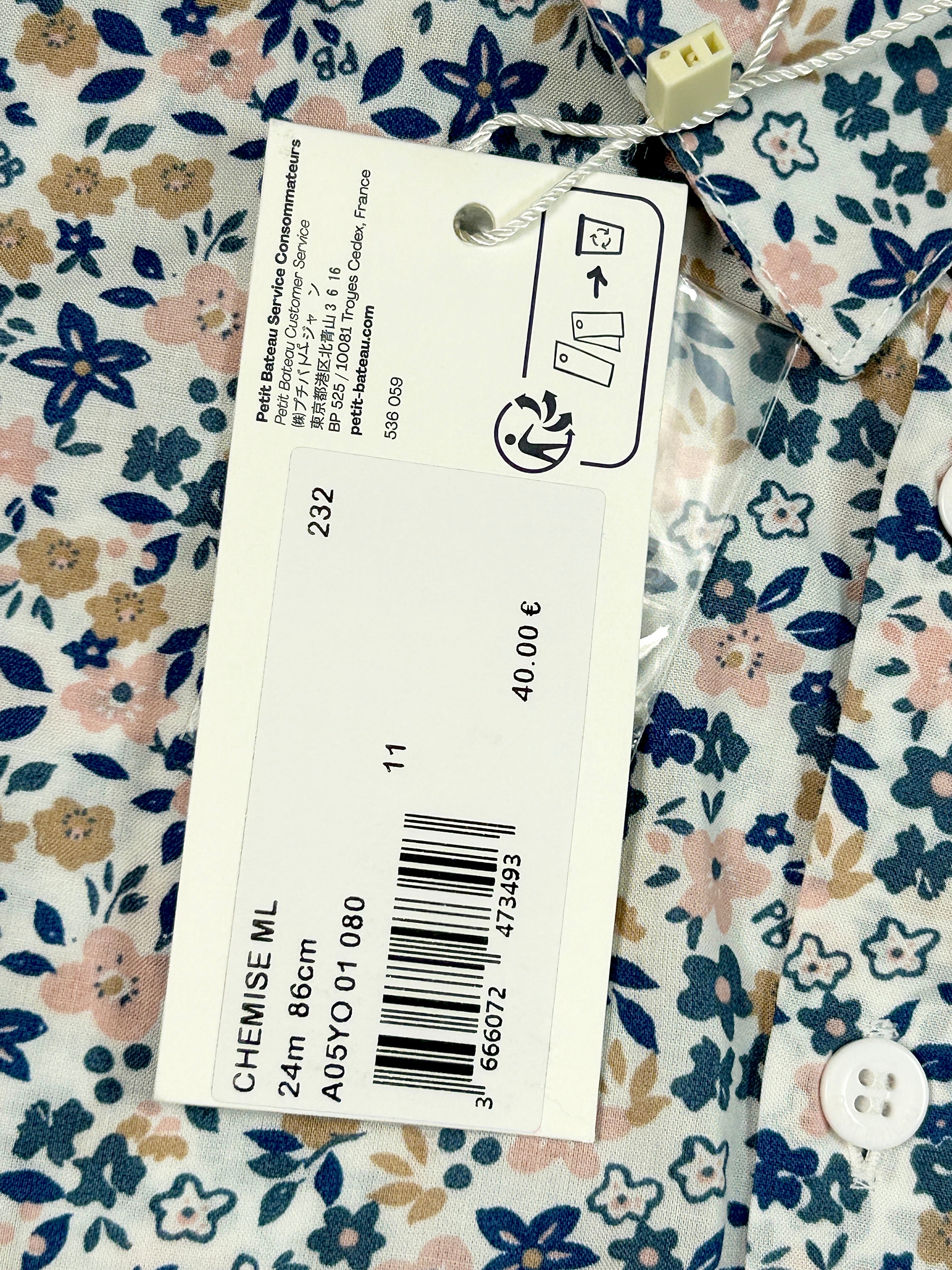 Chemise fleuri 24 mois