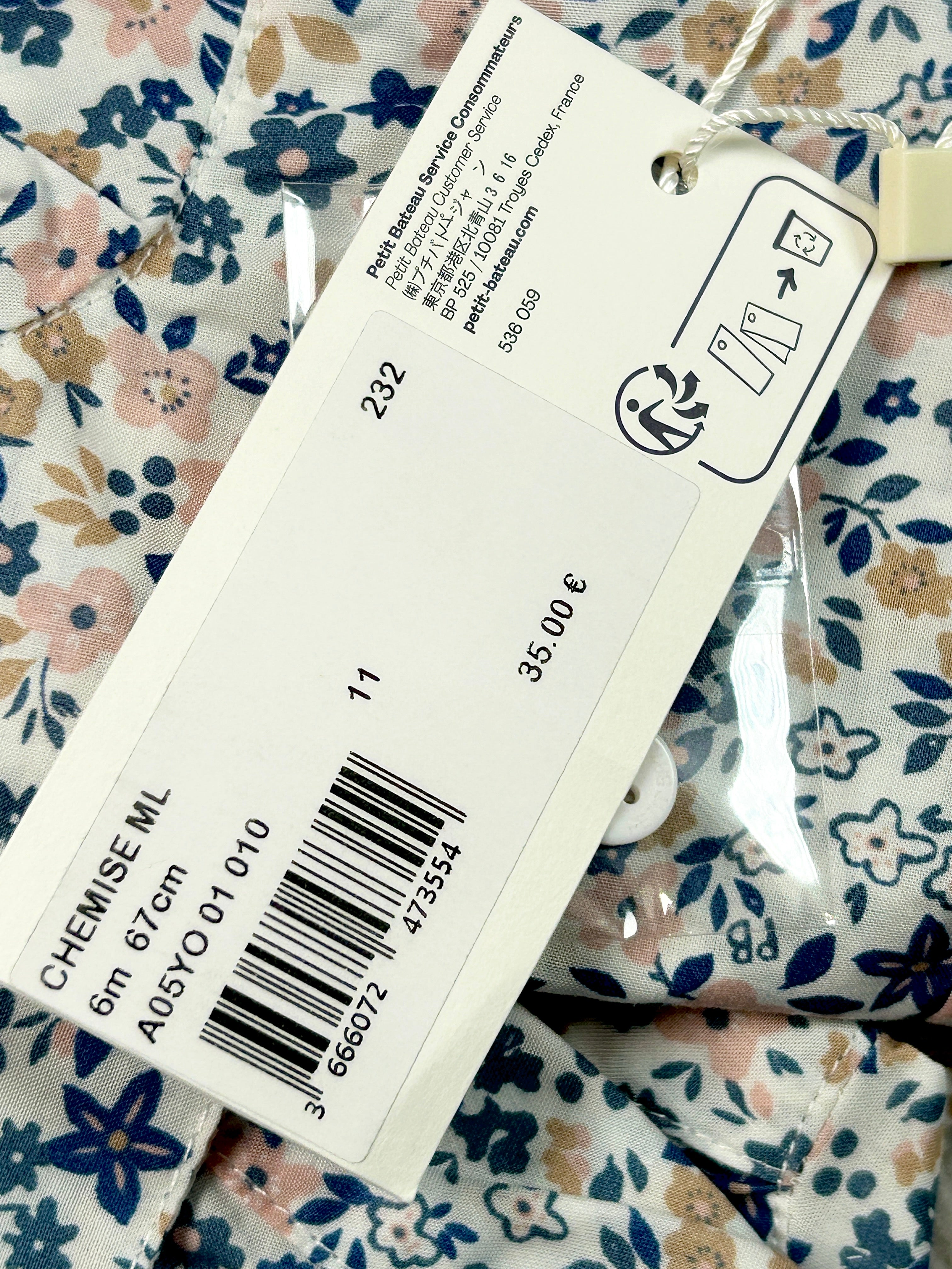 Chemise fleuri 6 mois