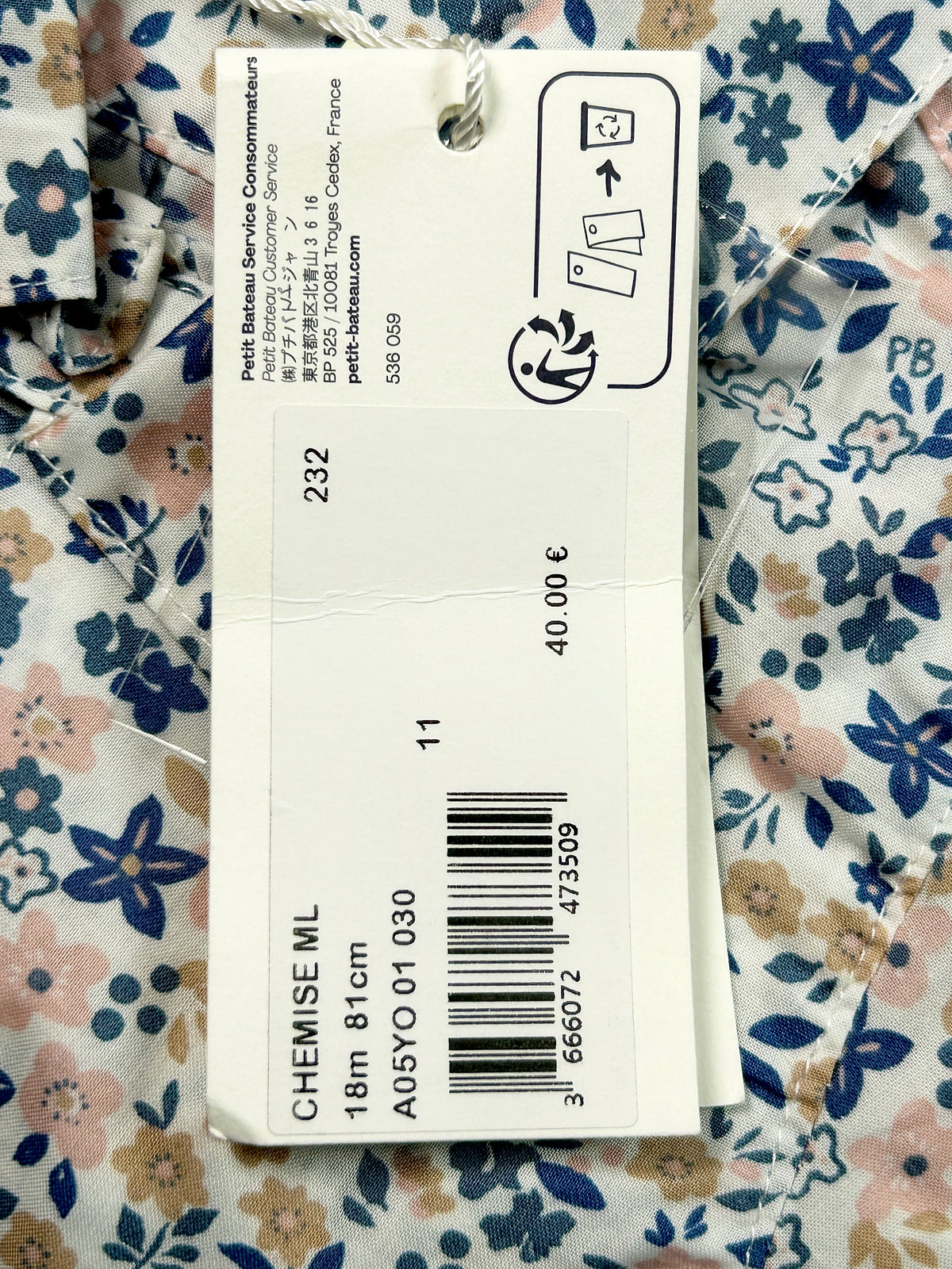 Chemise fleuri 18 mois