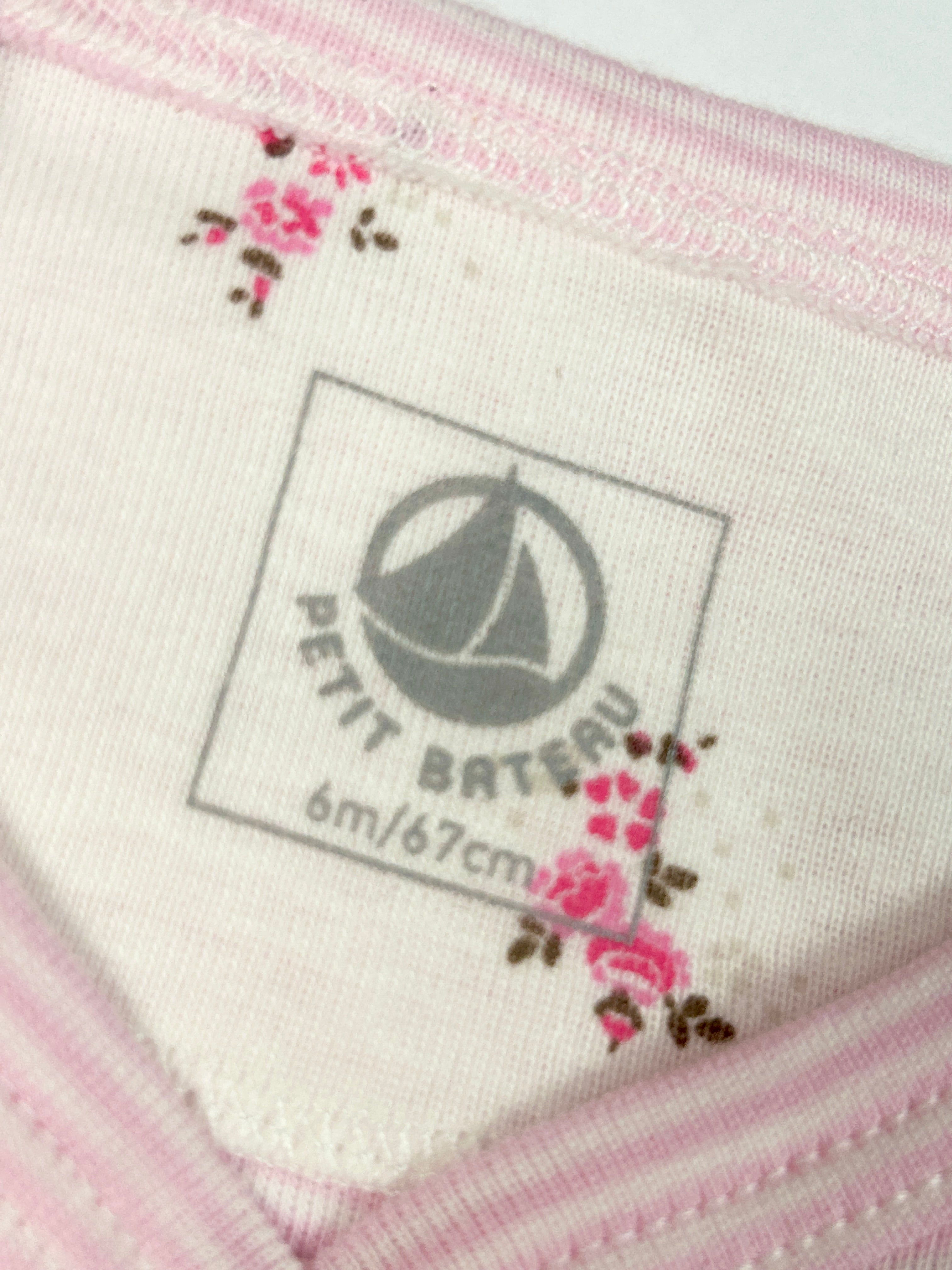 Pyjama fille rayures fleuri 6 mois