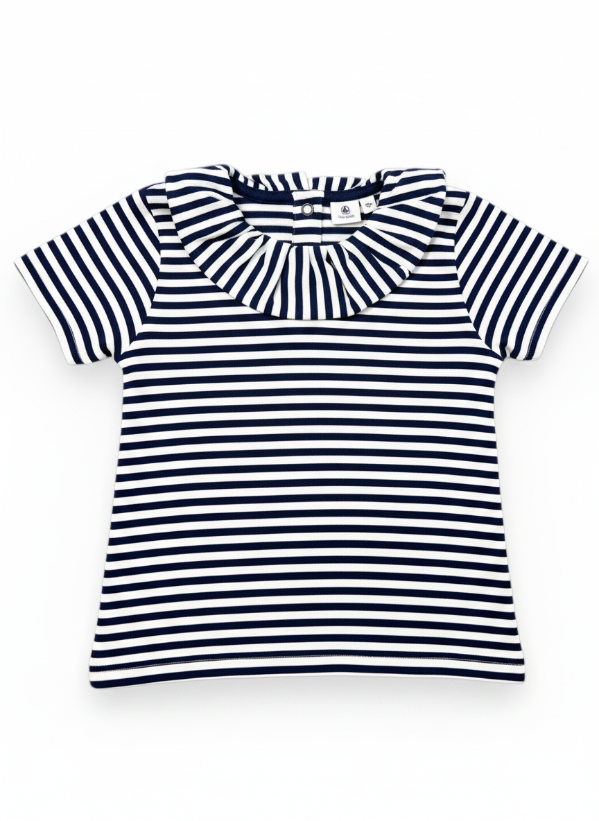 Blouse manches courtes fille marinière 18 mois