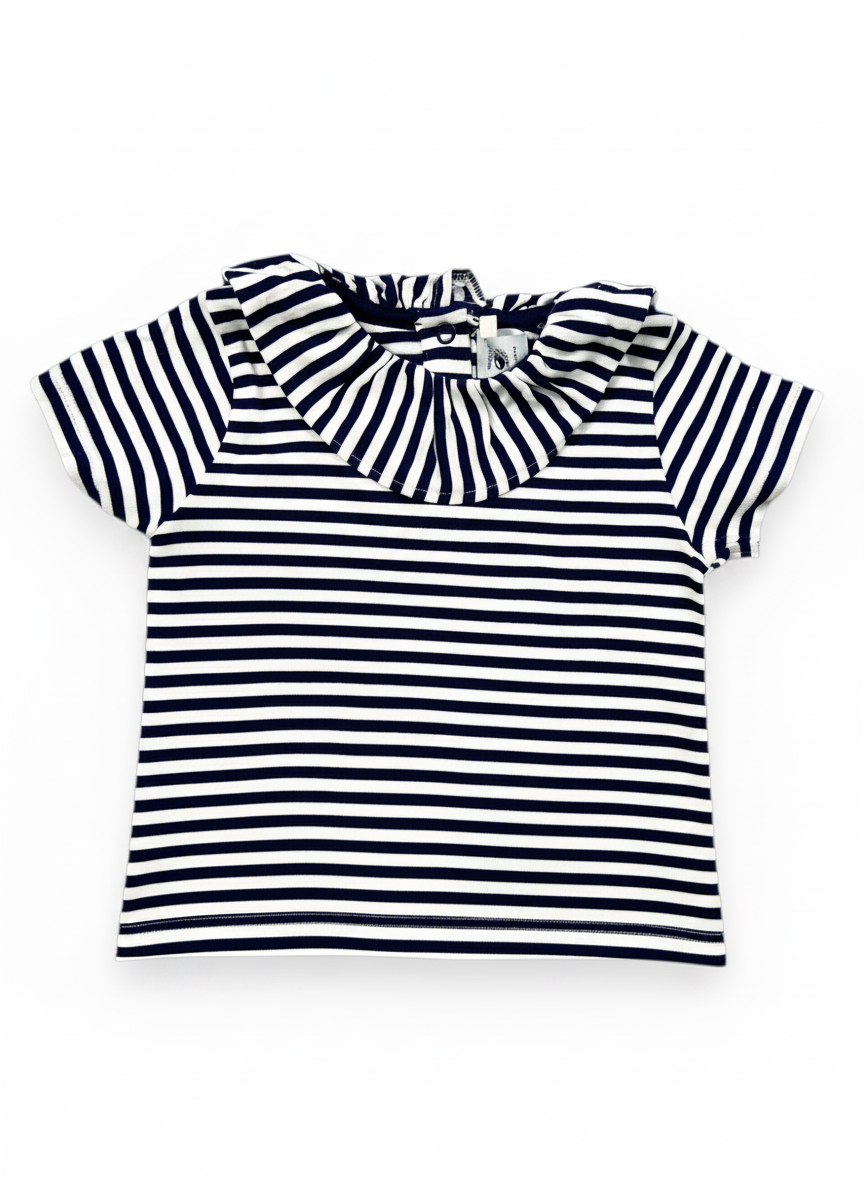 Blouse manches courtes fille marinière 6 mois