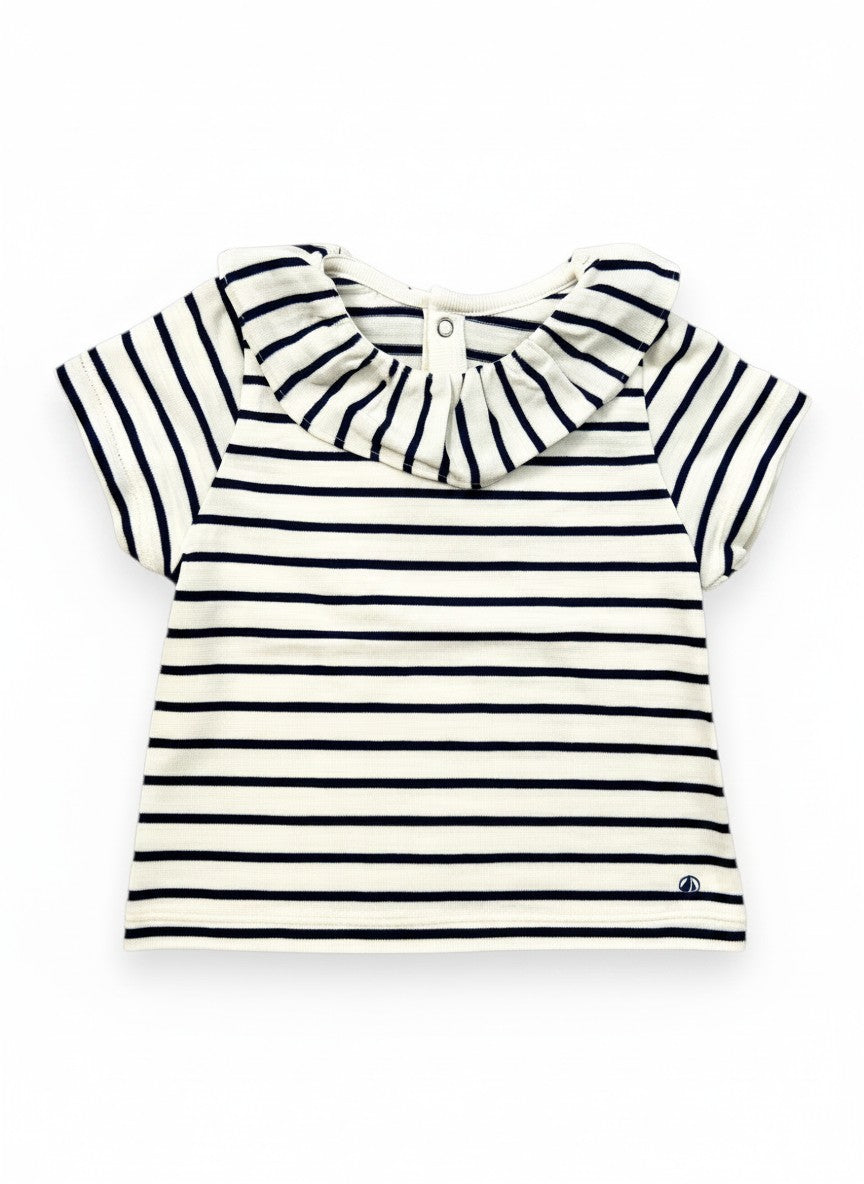 Blouse manches courtes fille marinière 6 mois
