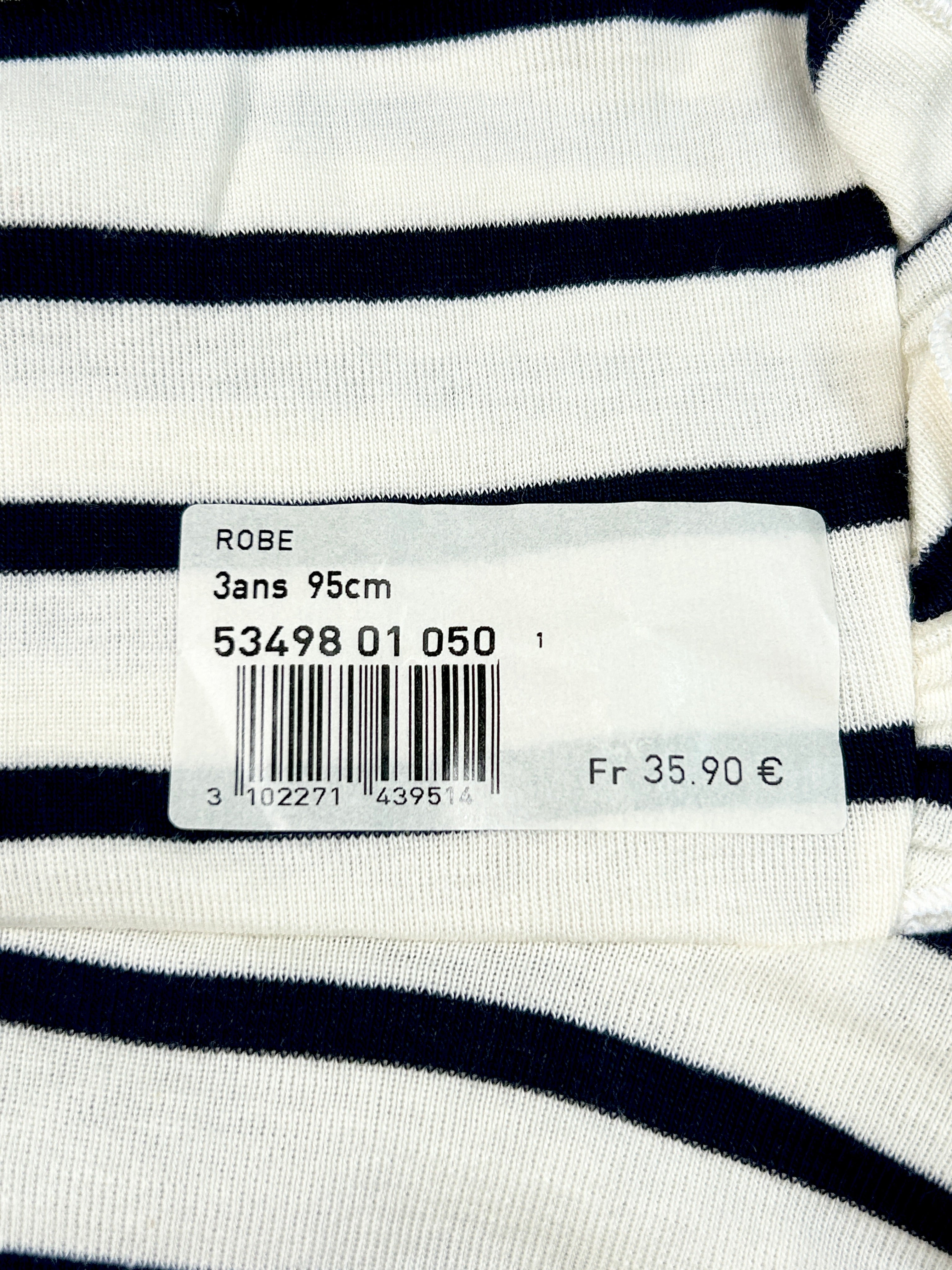 Robe manches courtes marinière 3 ans