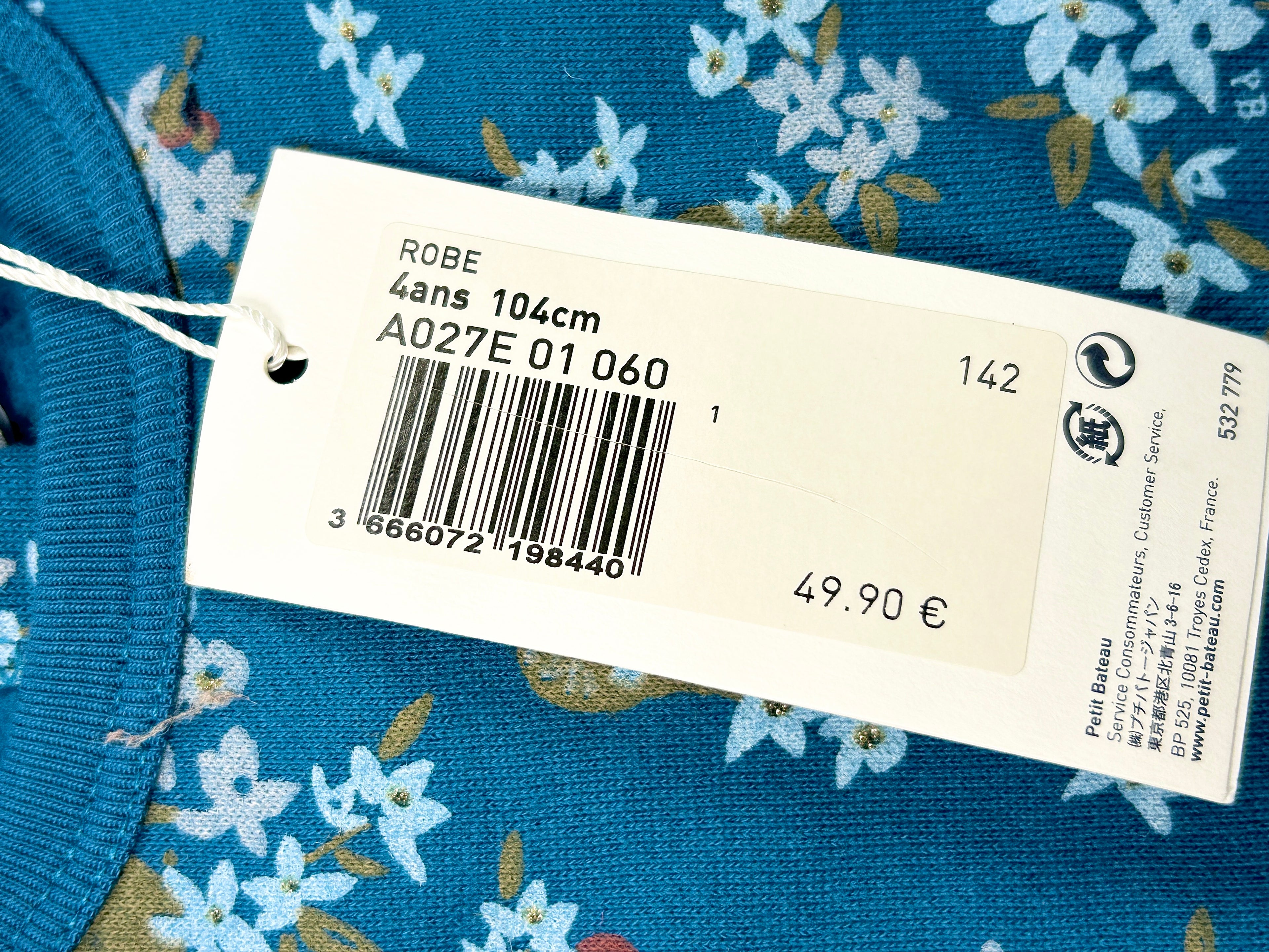 Robe manches longues fleurie 4 ans