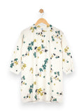Robe manches longues gaze de coton fleurie 6 ans