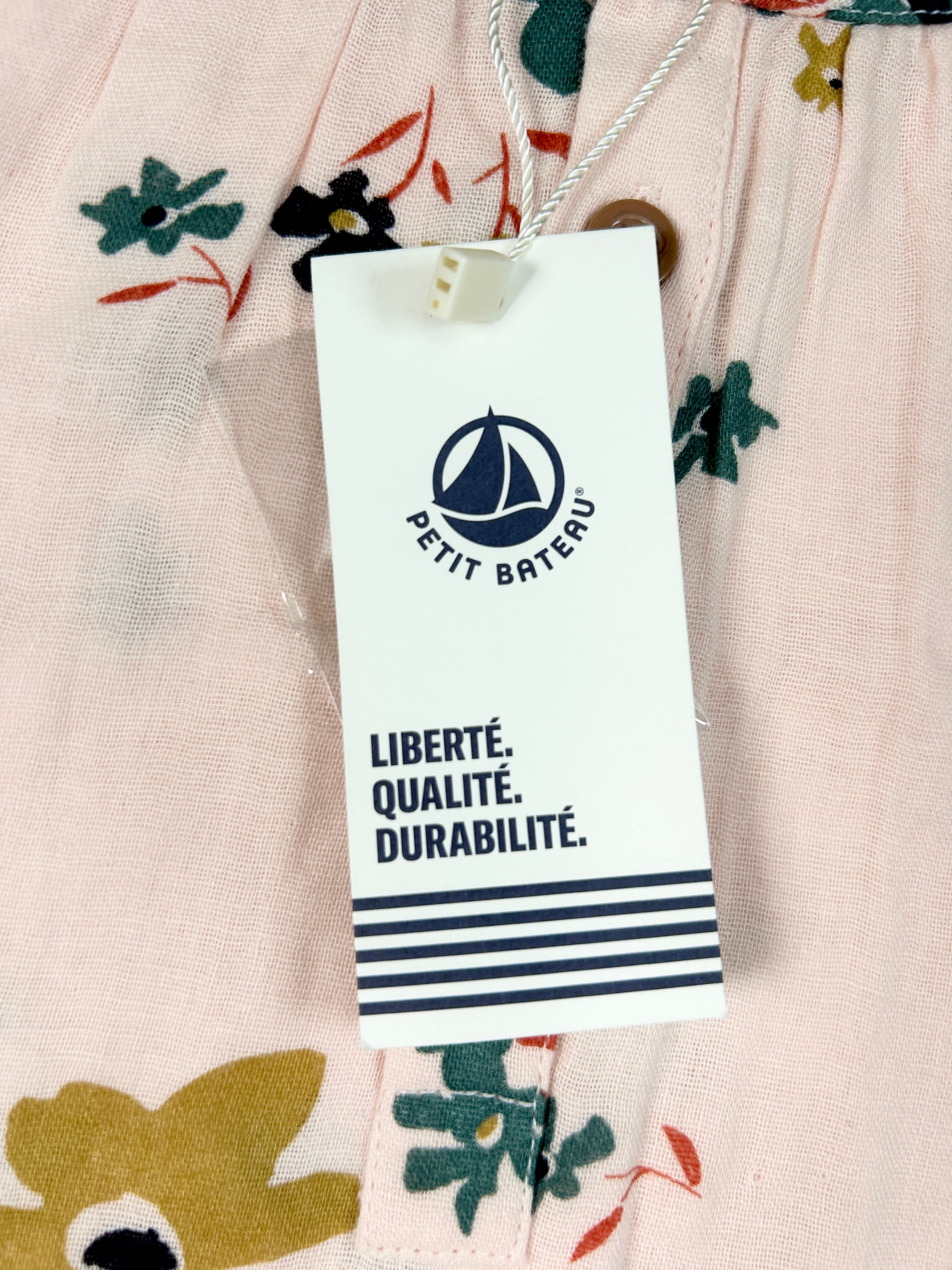 Robe manches longues gaze de coton fleurie 6 ans