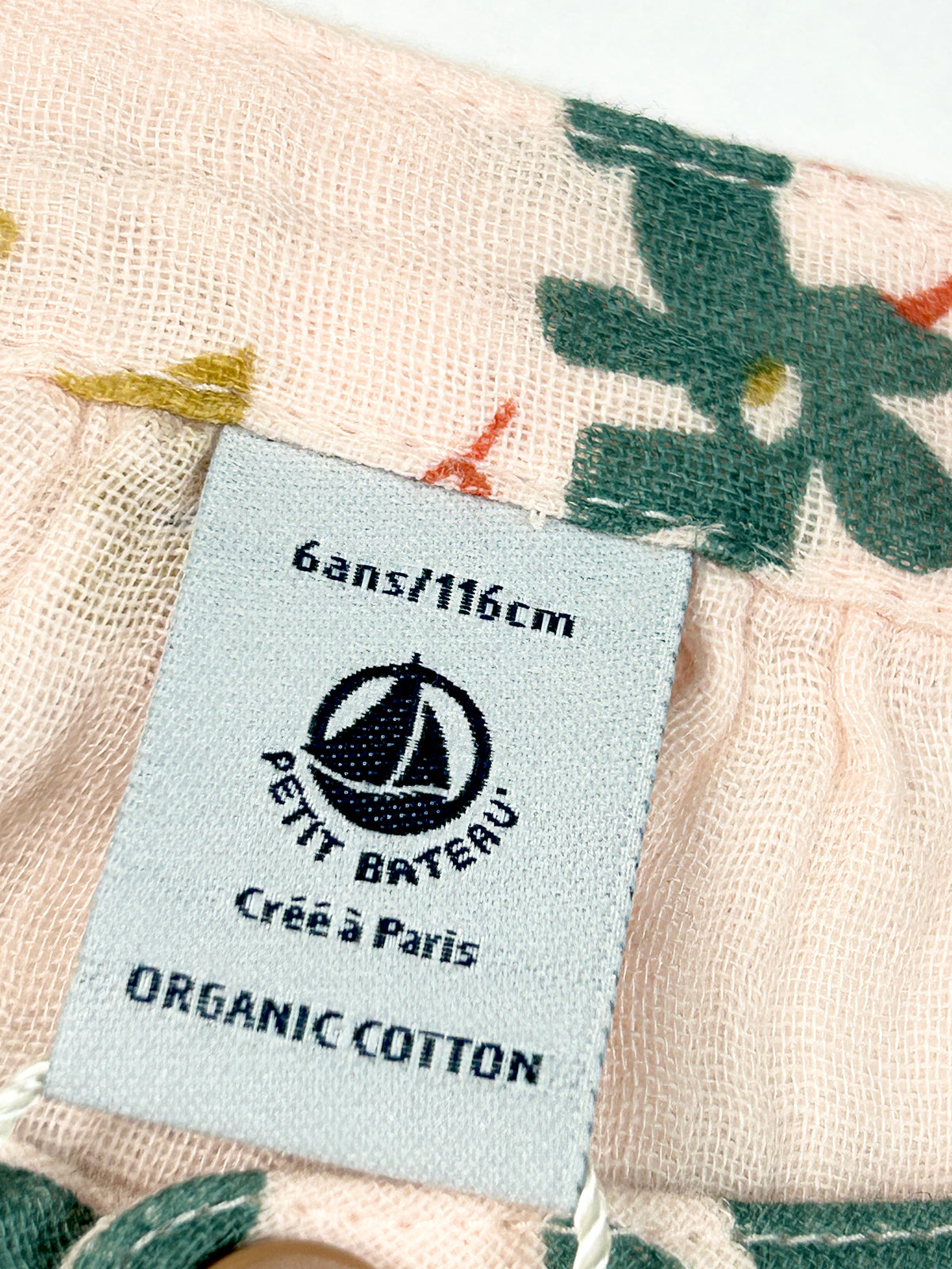 Robe manches longues gaze de coton fleurie 6 ans