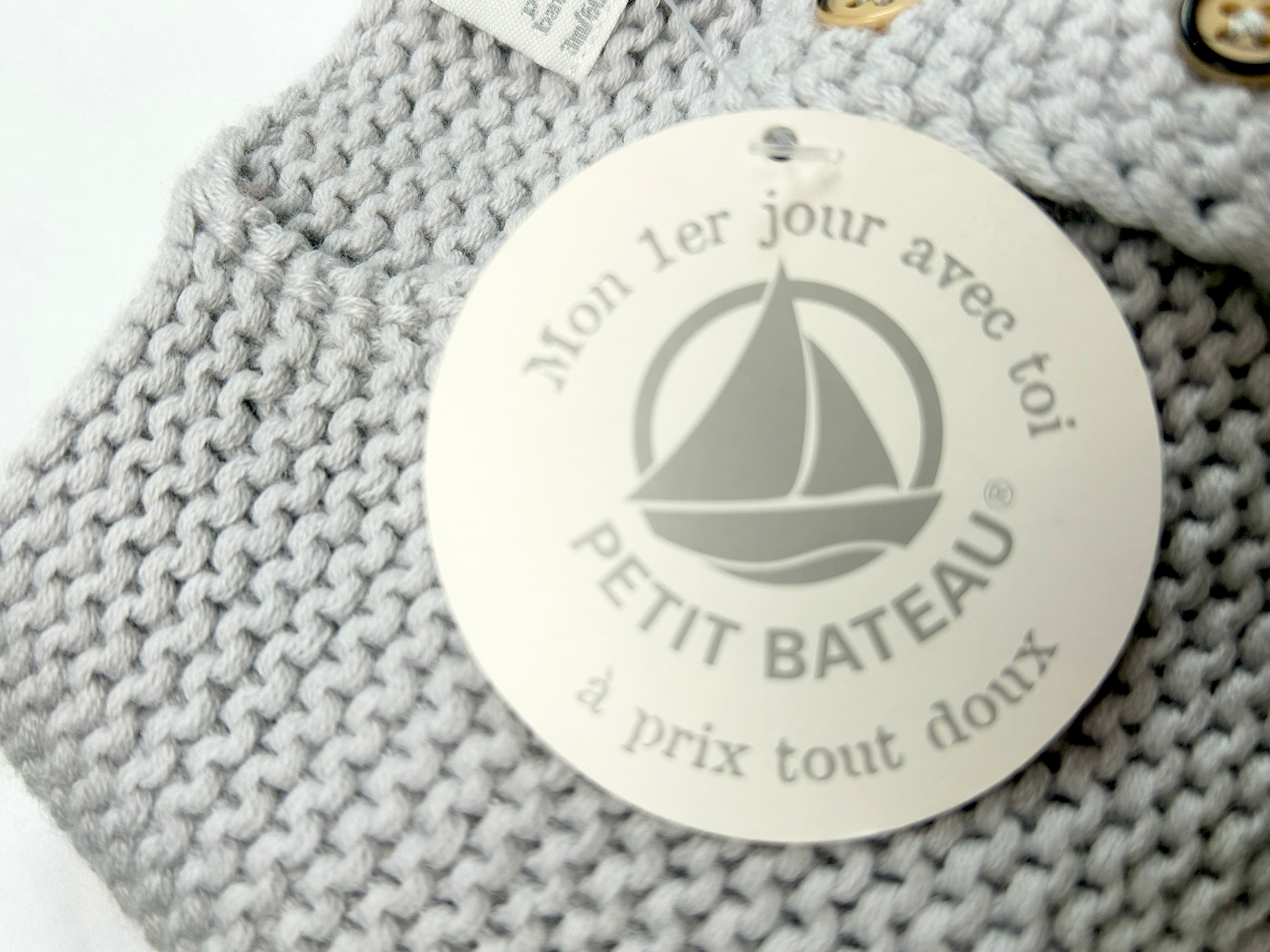 Cardigan Gilet point mousse gris 3 mois