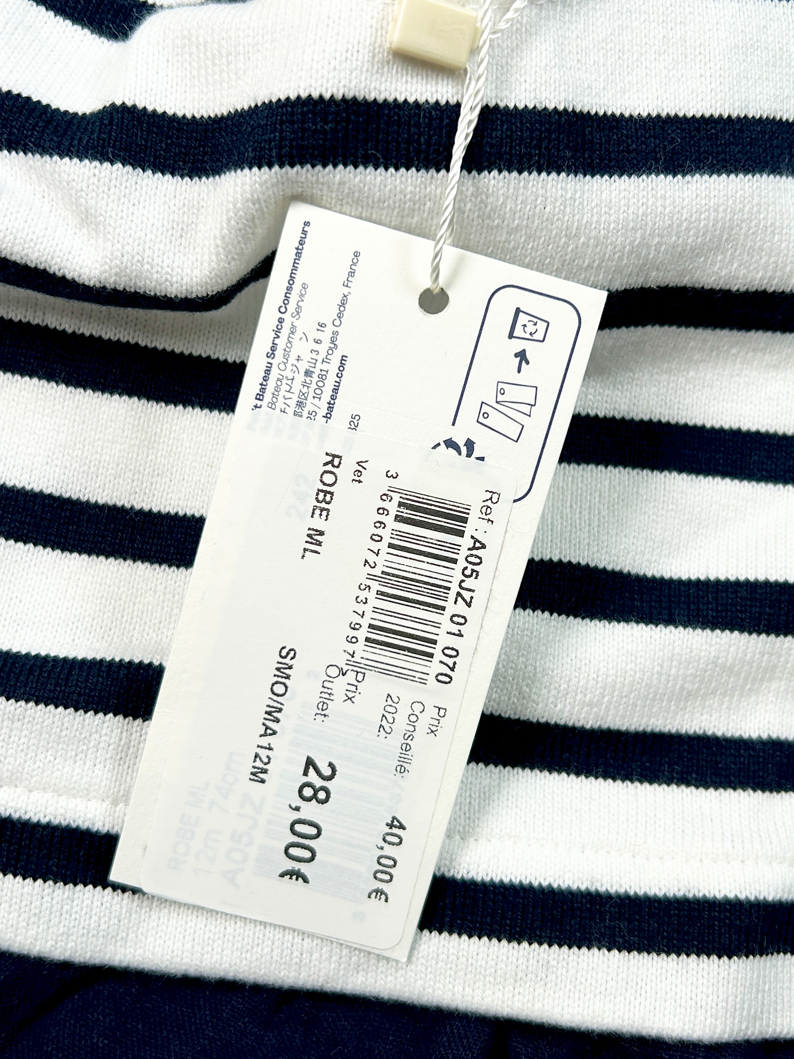 Robe manches longues marinière 12 mois