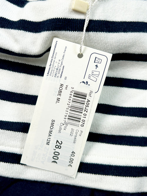 Robe manches longues marinière 12 mois
