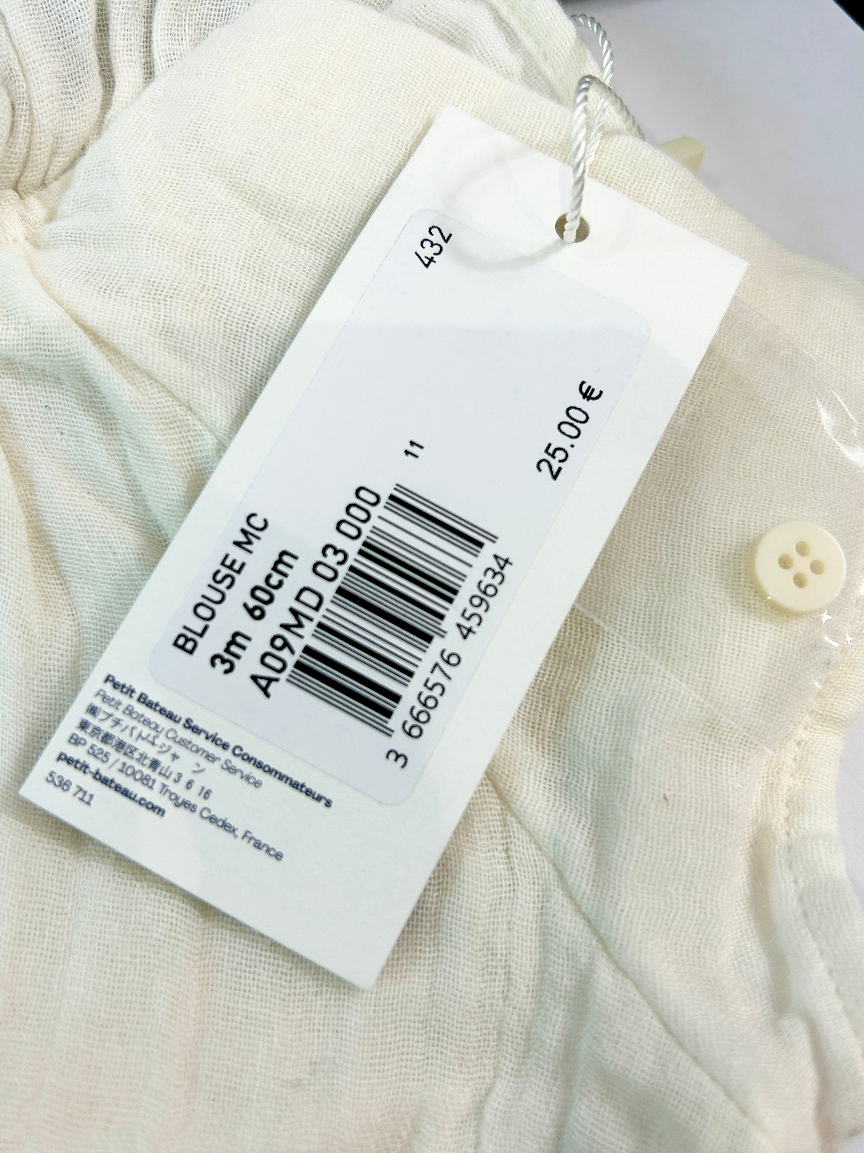 Blouse manches courtes fille gaze de coton 3 mois