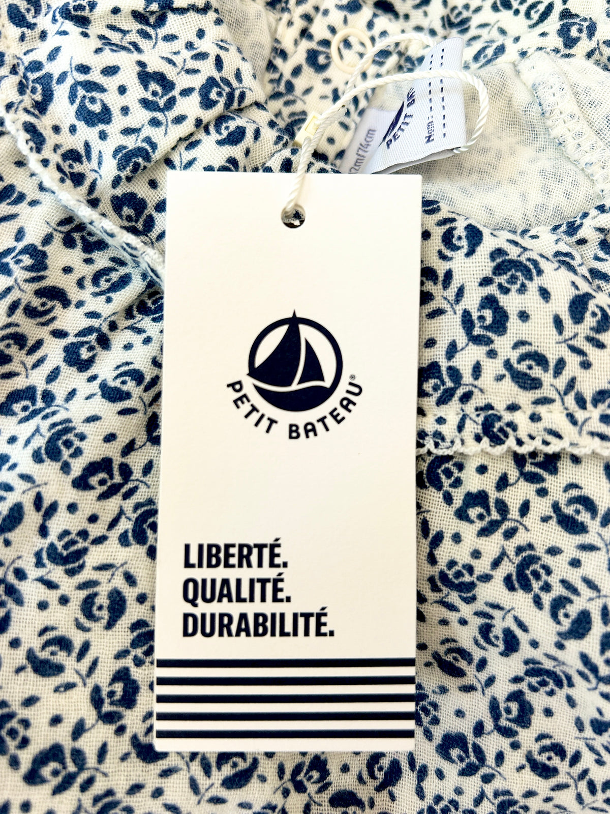 Ensemble robe bloomer gaze de coton fleurie 12 mois