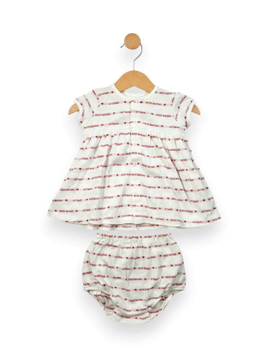 Ensemble robe bloomer coeur 6 mois